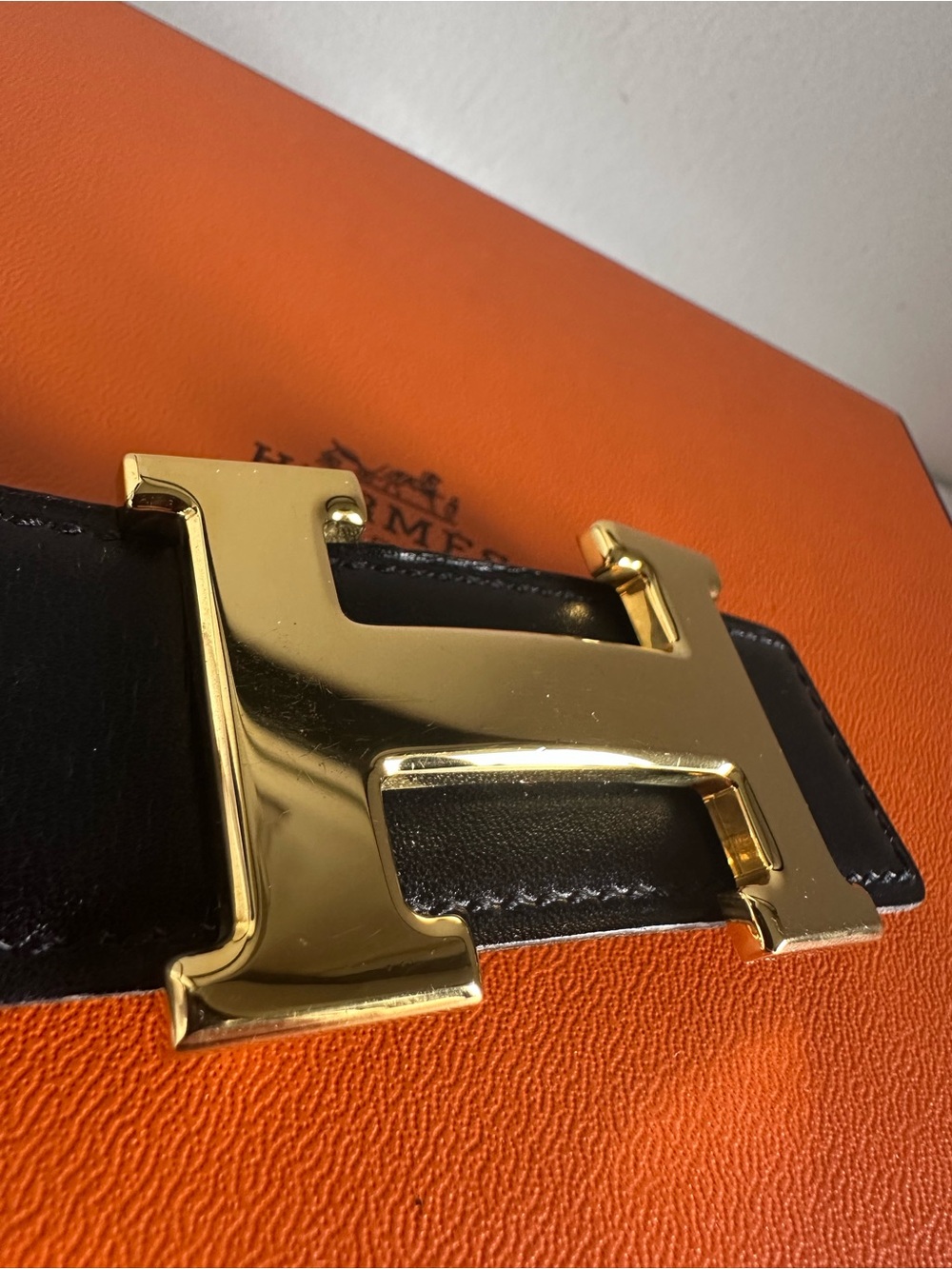 Hermès Constance H Belt 32mm Reversible Black Gold Size 65 Vintage - Picture 9 of 16